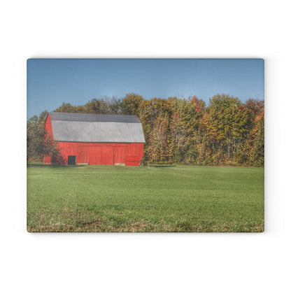 U R There Photography Ubly Road Red Rustic Farmhouse Tempered-Glass Cutting Board