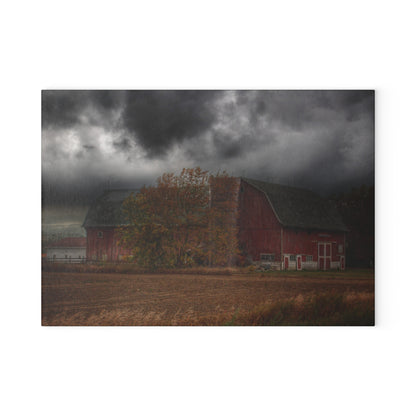 U R There Photography Hinson Road Red Rustic Farmhouse Tempered-Glass Cutting Board