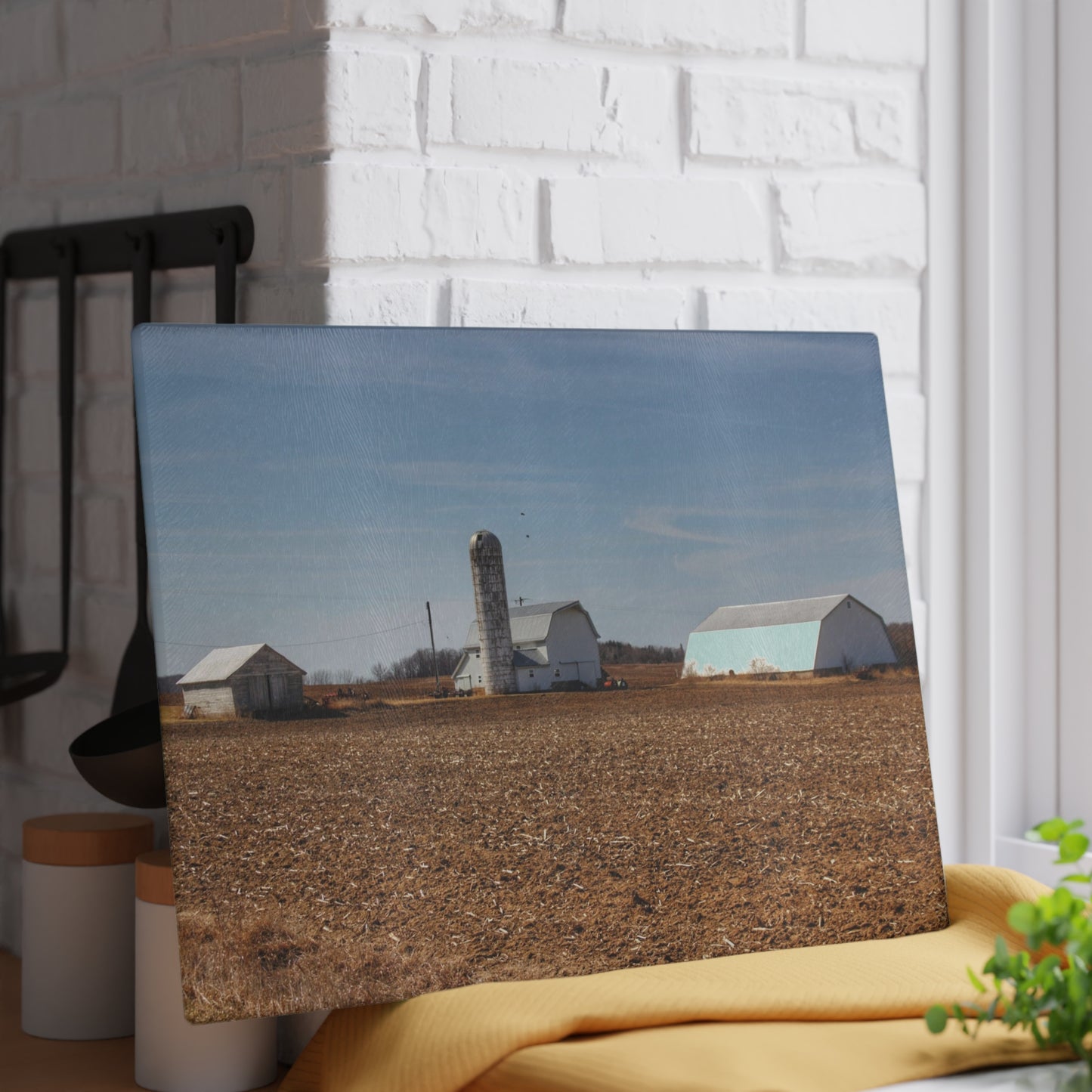 U R There Photography Colling Whites Rustic Farmhouse Tempered-Glass Cutting Board