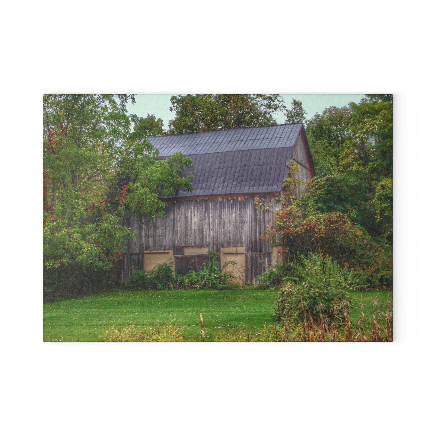 U R There Photography North Lake Road Hidden Grey Rustic Farmhouse Tempered-Glass Cutting Board