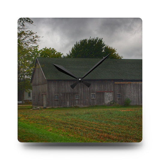 Weaver Road Grey Rustic Farmhouse Acrylic Analog Wall Clock 10.75'' × 10.75'' (Square)