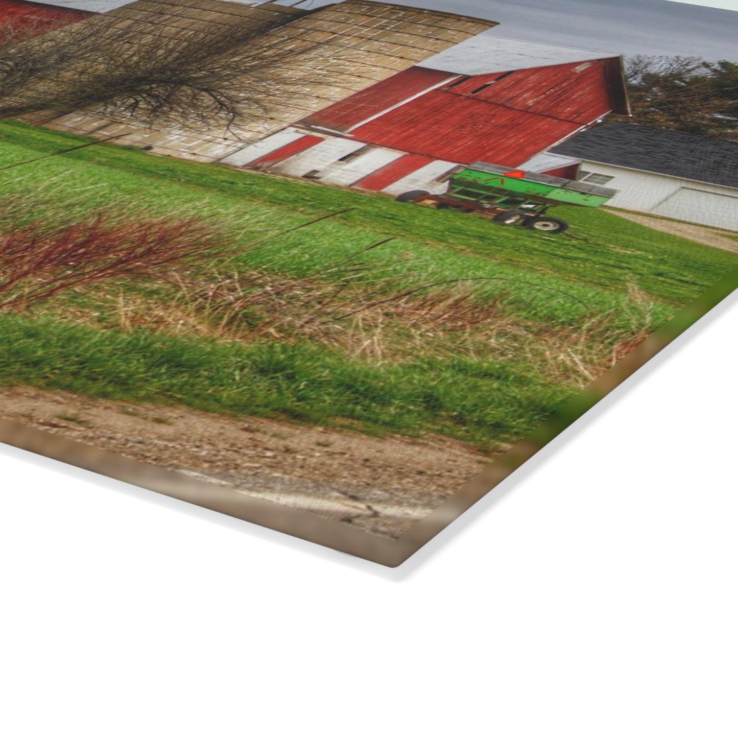 U R There Photography Fostoria Red III Rustic Farmhouse Tempered-Glass Cutting Board