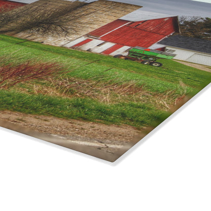 U R There Photography Fostoria Red III Rustic Farmhouse Tempered-Glass Cutting Board