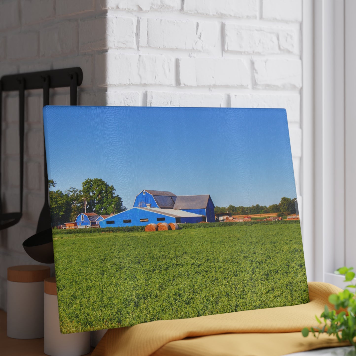 U R There Photography Kidder Road Blues II Rustic Farmhouse Tempered-Glass Cutting Board