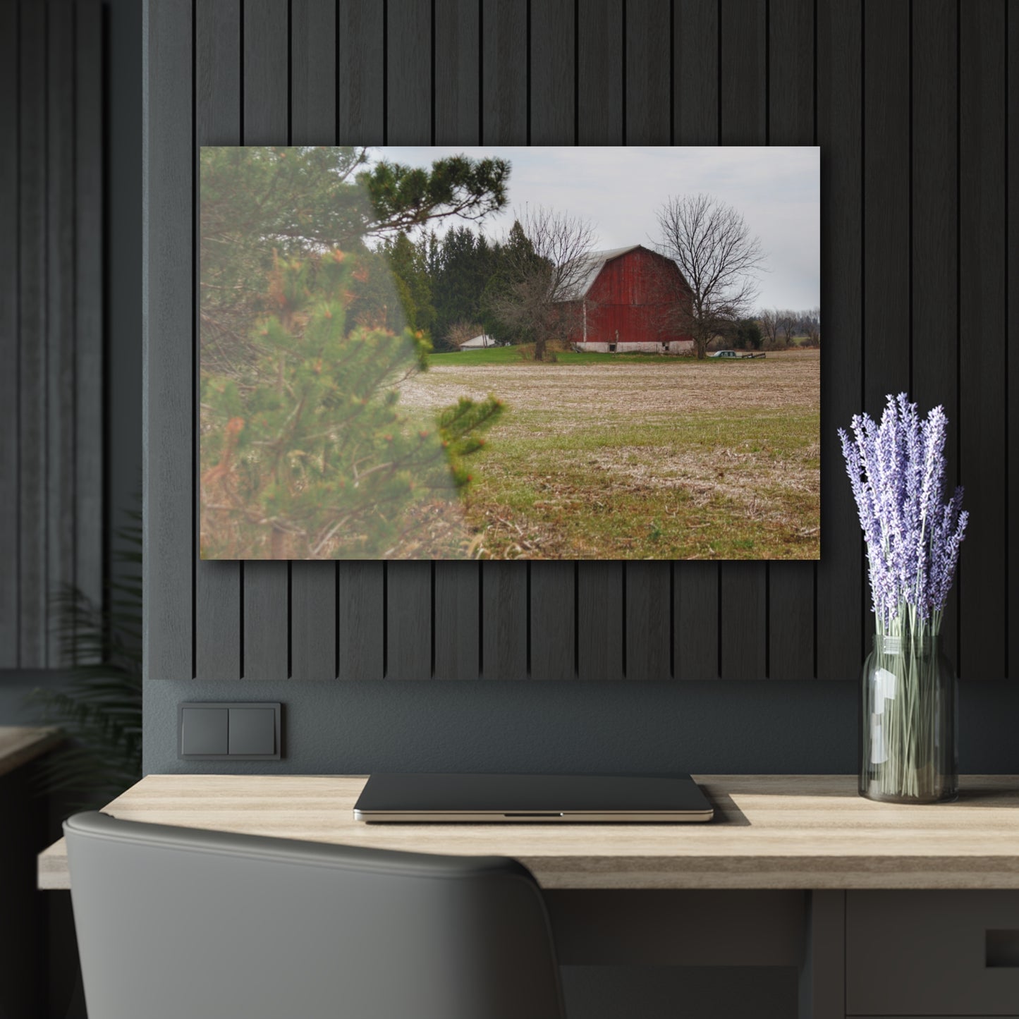 U R There Photography Hidden Millington Road Red Rustic Farmhouse Acrylic Wall Print
