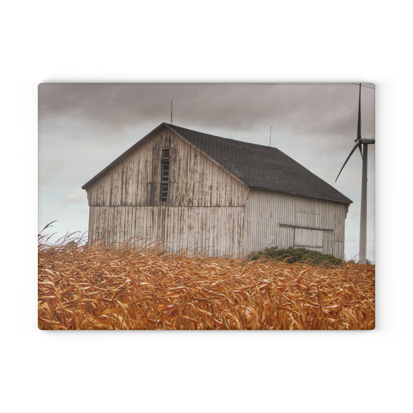 U R There Photography Merry Road Grey Rustic Farmhouse Tempered-Glass Cutting Board