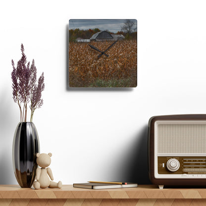 U R There Photography North State Road Grey Rustic Farmhouse Acrylic Analog Wall Clock
