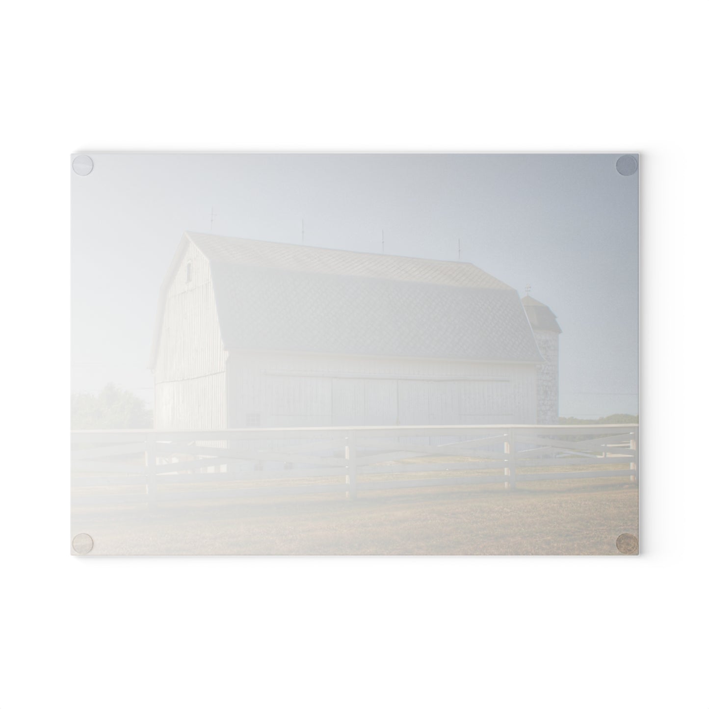 U R There Photography Belsay Road White Rustic Farmhouse Tempered-Glass Cutting Board