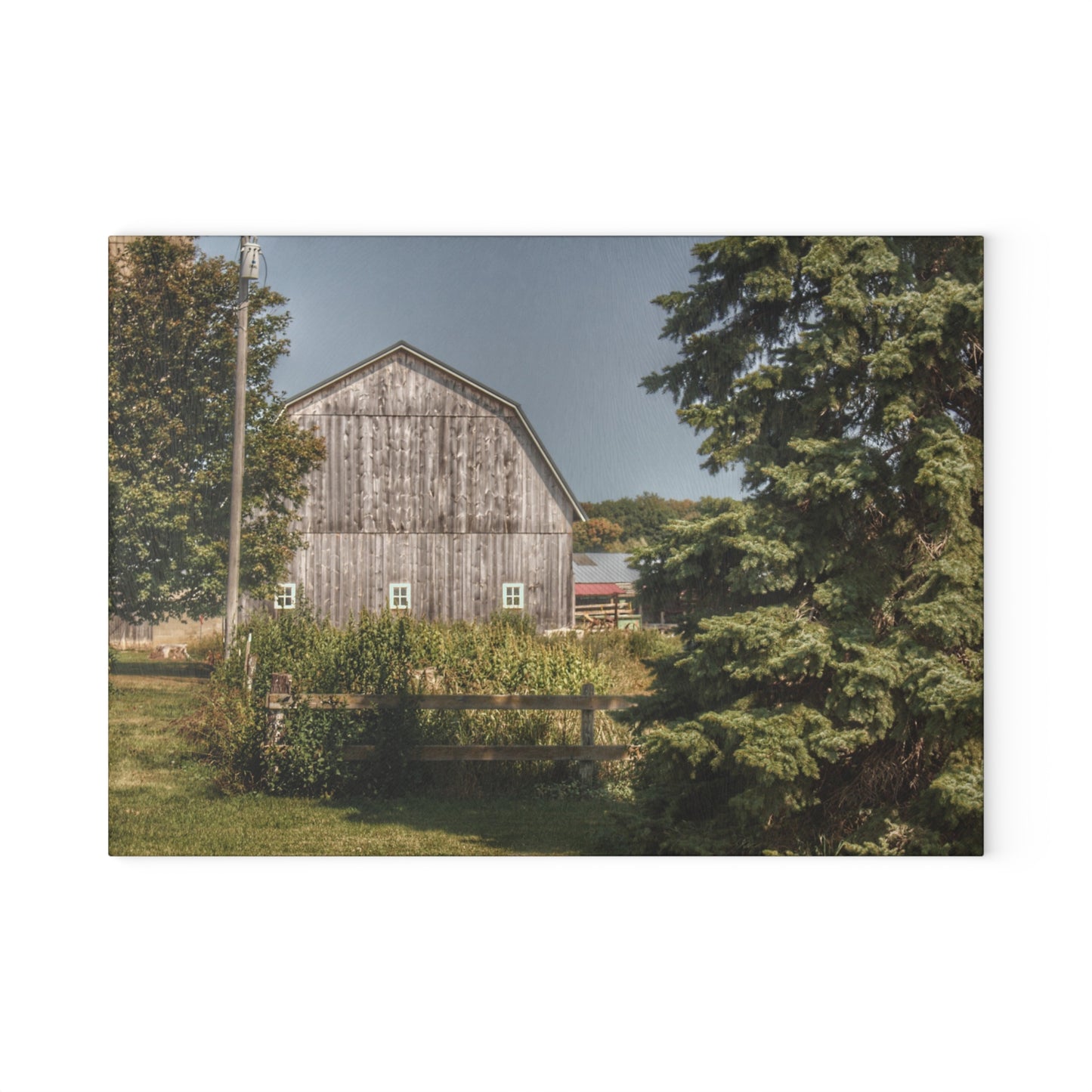 U R There Photography Roadside Grey of Vassar Rustic Farmhouse Tempered-Glass Cutting Board
