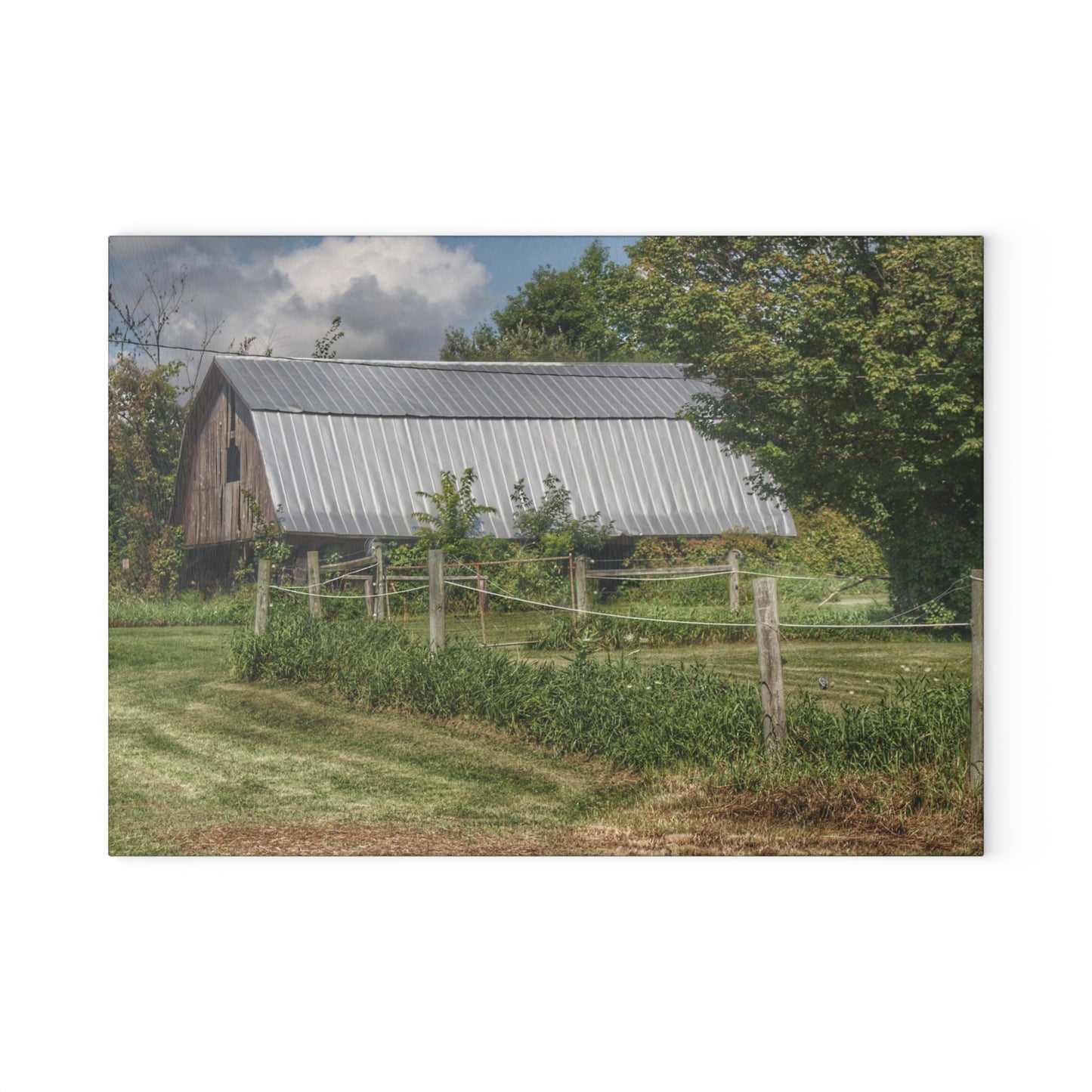 U R There Photography Old Roadside Grey Rustic Farmhouse Tempered-Glass Cutting Board