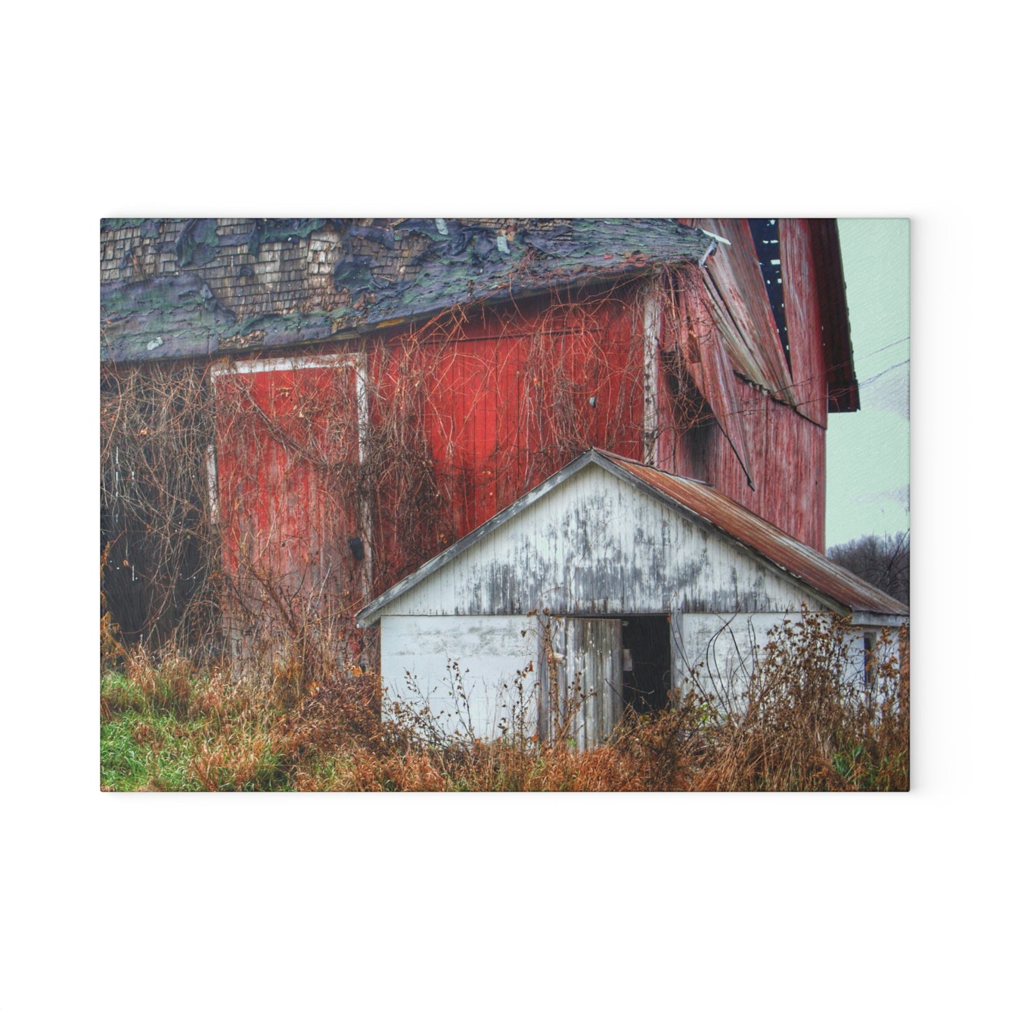 U R There Photography German Road Red II Rustic Farmhouse Tempered-Glass Cutting Board
