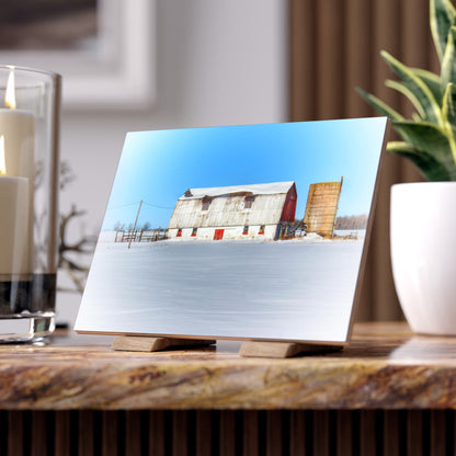 U R There Photography Bay City - Forestville Block Red Rustic Farmhouse Decorative Ceramic Tile