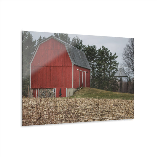 U R There Photography Fostoria Road Standing Man Red Rustic Farmhouse Acrylic Wall Print