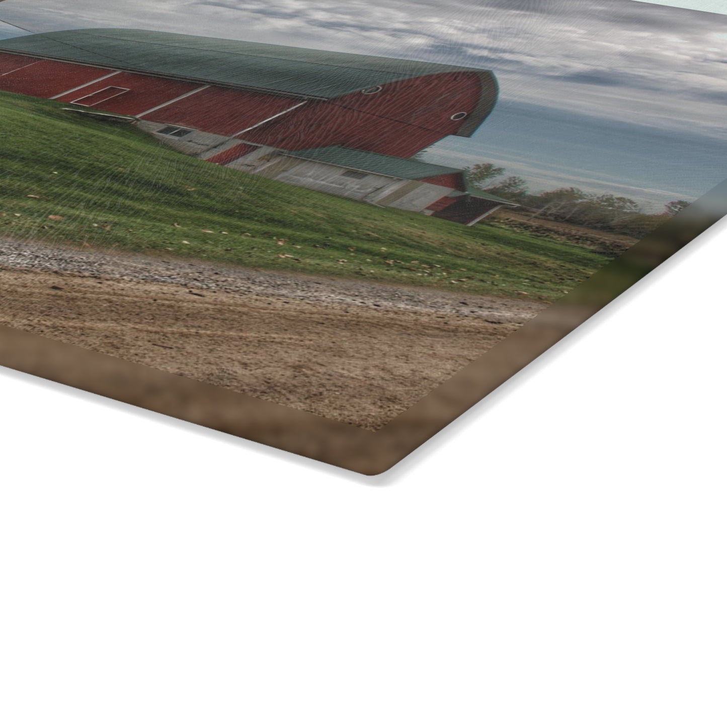 U R There Photography Elmwood Road Reds Rustic Farmhouse Tempered-Glass Cutting Board