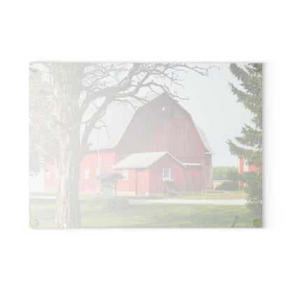 U R There Photography French Road Centennial Reds I Rustic Farmhouse Tempered-Glass Cutting Board