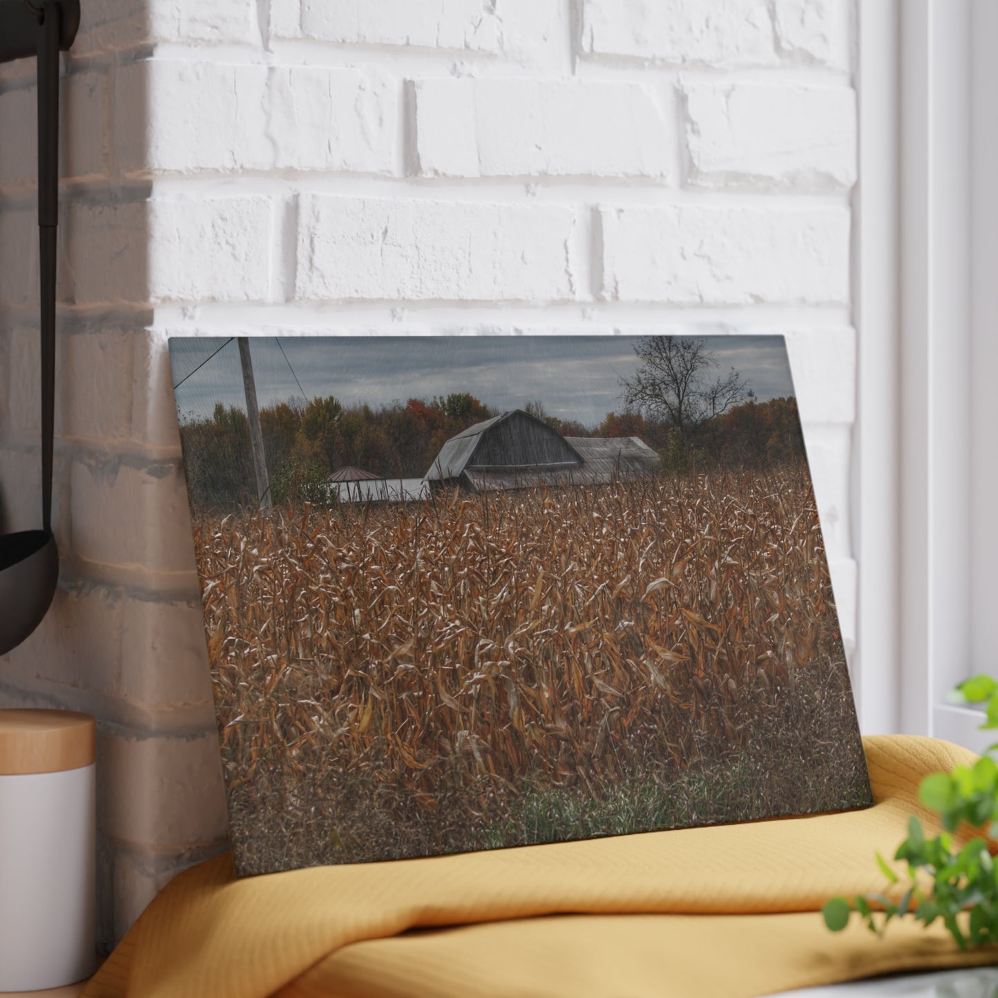 U R There Photography North State Road Grey Rustic Farmhouse Tempered-Glass Cutting Board 8"x 11"