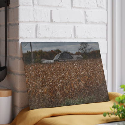 U R There Photography North State Road Grey Rustic Farmhouse Tempered-Glass Cutting Board 8"x 11"