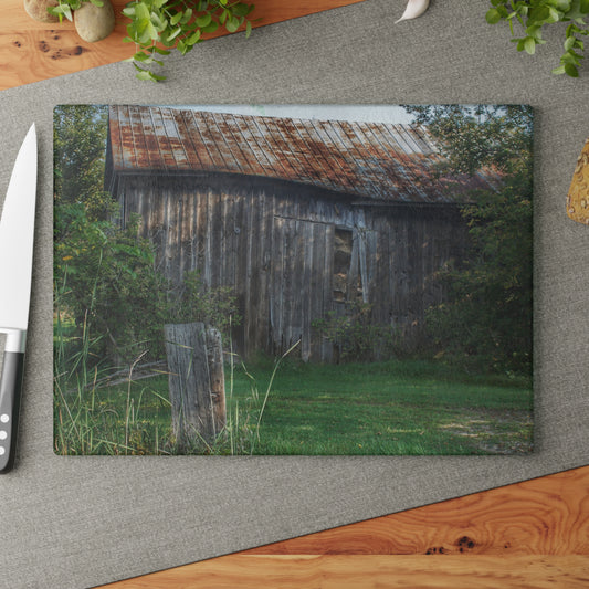 U R There Photography Rusted Grey Rustic Farmhouse Tempered-Glass Cutting Board