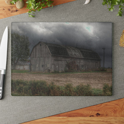 U R There Photography Waterman Road Grey II Rustic Farmhouse Tempered-Glass Cutting Board 8 "x 11"