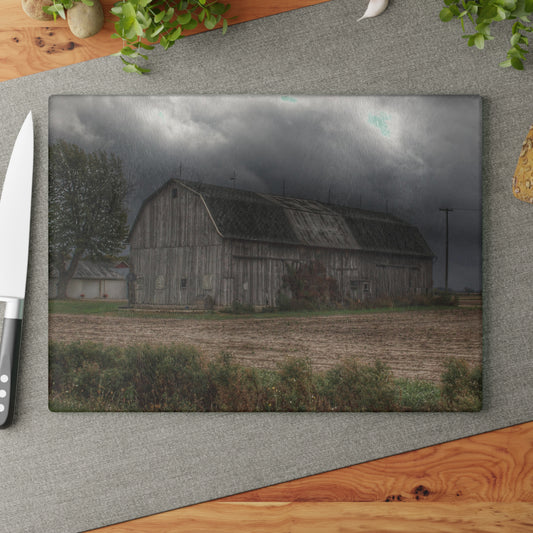 U R There Photography Waterman Road Grey II Rustic Farmhouse Tempered-Glass Cutting Board 8 "x 11"