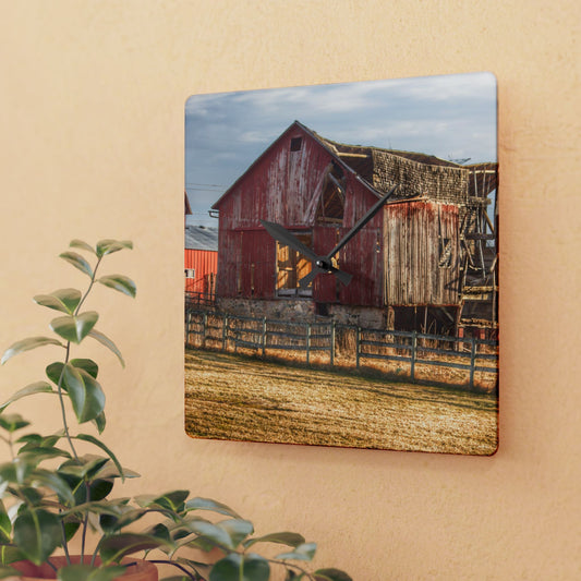 U R There Photography Irish Road Old Red Rustic Farmhouse Acrylic Analog Wall Clock