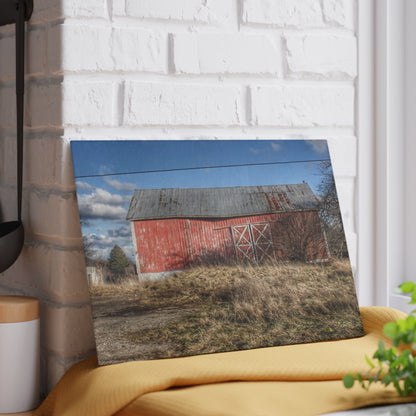 U R There Photography Lapeer Road Crooked Red Rustic Farmhouse Tempered-Glass Cutting Board
