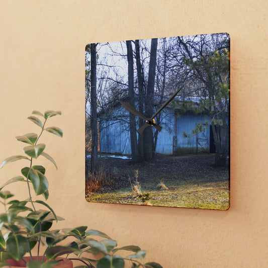U R There Photography Hickory Lane Grey Rustic Farmhouse Acrylic Analog Wall Clock