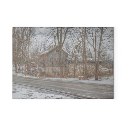 U R There Photography Leonard Stone Grey Rustic Farmhouse Tempered-Glass Cutting Board