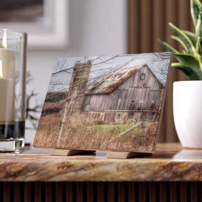 U R There Photography Churchill Christmas Barn I Rustic Farmhouse Decorative Ceramic Tile