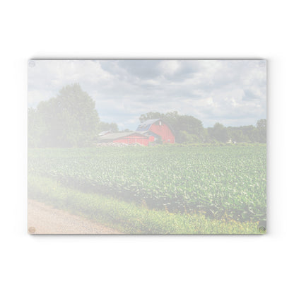 U R There Photography Block Road Reds Rustic Farmhouse Tempered-Glass Cutting Board