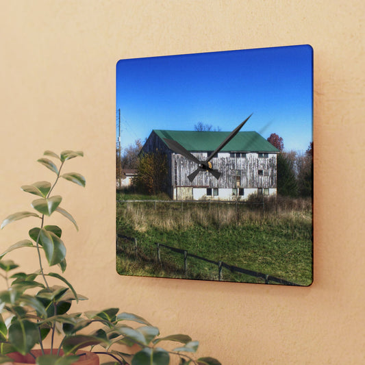 U R There Photography Hadley White Rustic Farmhouse Acrylic Analog Wall Clock
