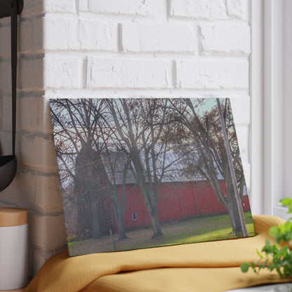 U R There Photography Vienna Road Hidden Red Rustic Farmhouse Tempered-Glass Cutting Board