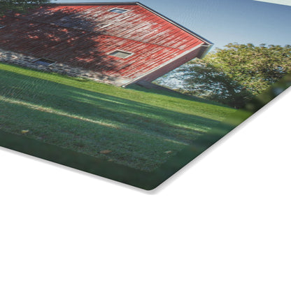 U R There Photography Five Lakes Red III Rustic Farmhouse Tempered-Glass Cutting Board 8"x 11"