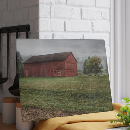 U R There Photography Birch Road Red Rustic Farmhouse Tempered-Glass Cutting Board