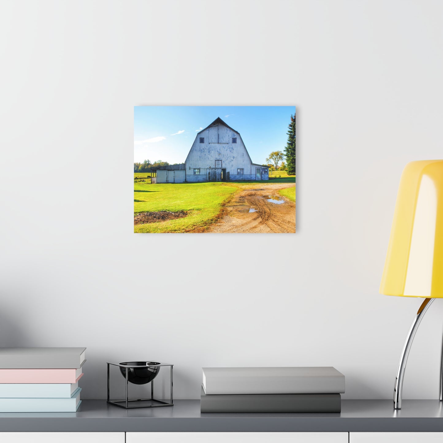 U R There Photography Yale Fremont Road Grey Rustic Farmhouse Acrylic Wall Print
