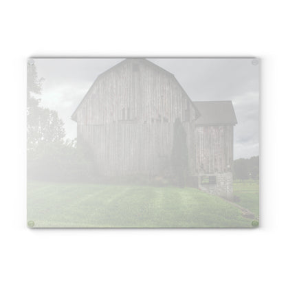 U R There Photography Dequindre Road Grey III Rustic Farmhouse Tempered-Glass Cutting Board