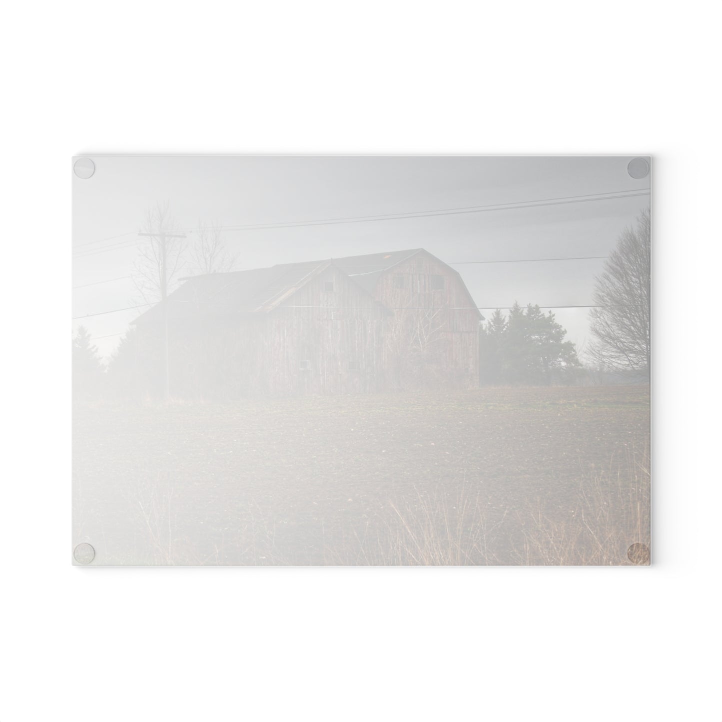 U R There Photography Bowers Road Grey Duo I Rustic Farmhouse Tempered-Glass Cutting Board