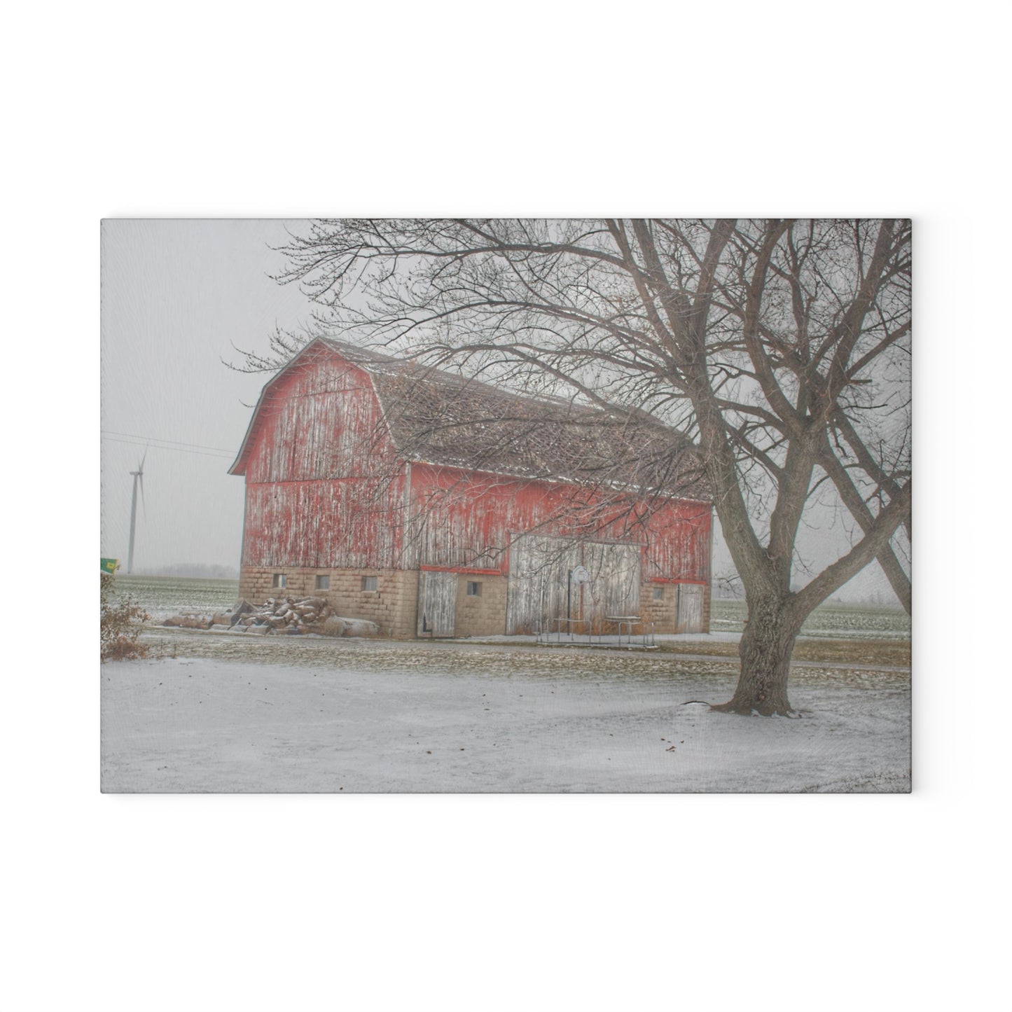 U R There Photography Cumber Road Red I Rustic Farmhouse Tempered-Glass Cutting Board