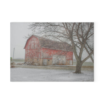 U R There Photography Cumber Road Red I Rustic Farmhouse Tempered-Glass Cutting Board