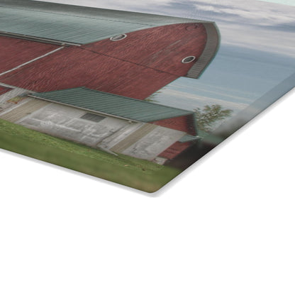 U R There Photography Elmwood Road Red I Rustic Farmhouse Tempered-Glass Cutting Board