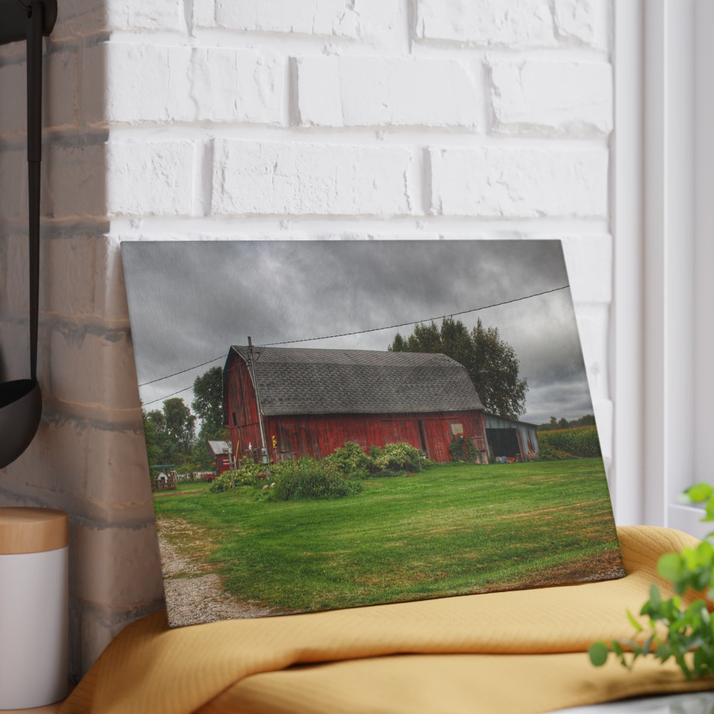 U R There Photography Country Red Rustic Farmhouse Tempered-Glass Cutting Board