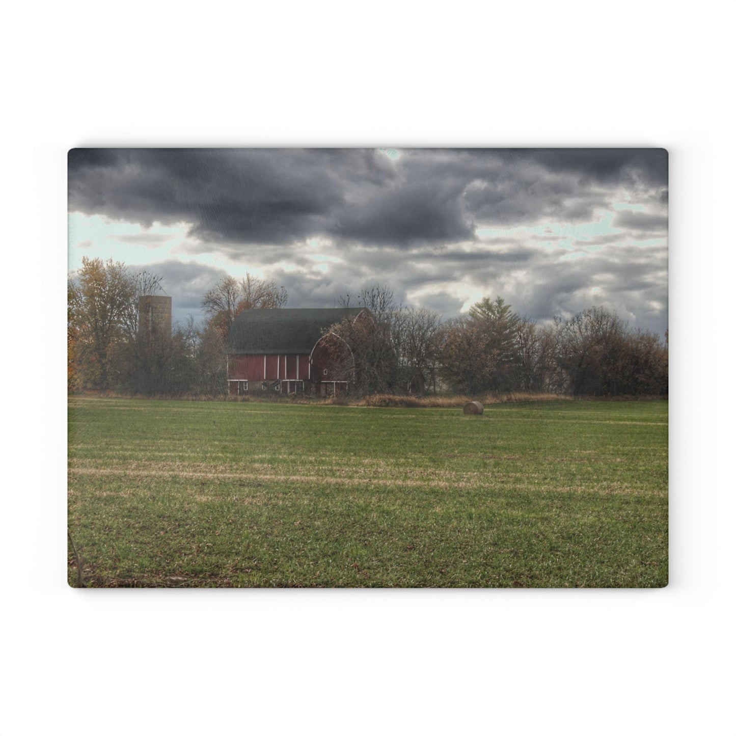 U R There Photography Booth Road Hidden Red II Rustic Farmhouse Tempered-Glass Cutting Board