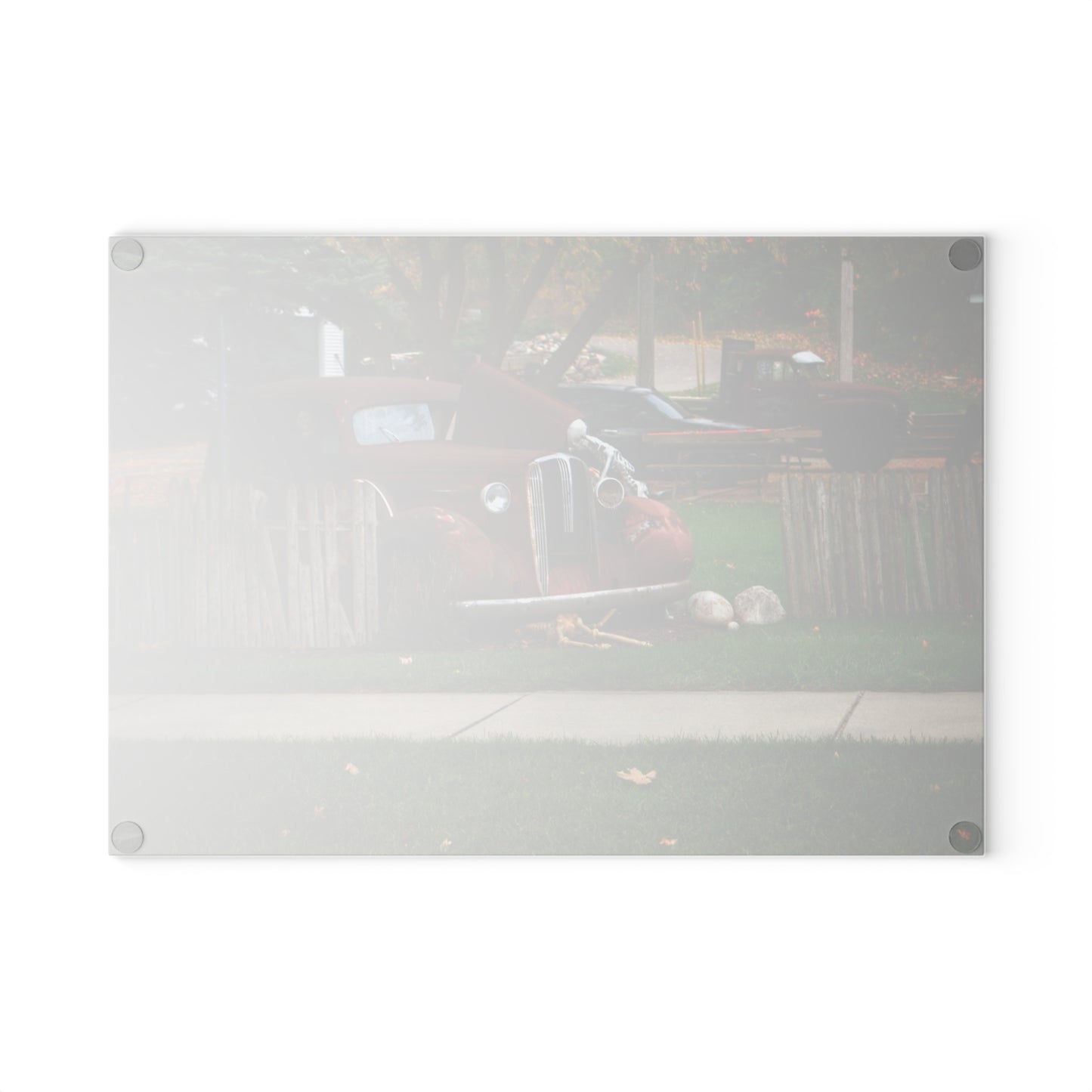 U R There Photography Oak Road Metamora Mechanics Rustic Farmhouse Tempered-Glass Cutting Board