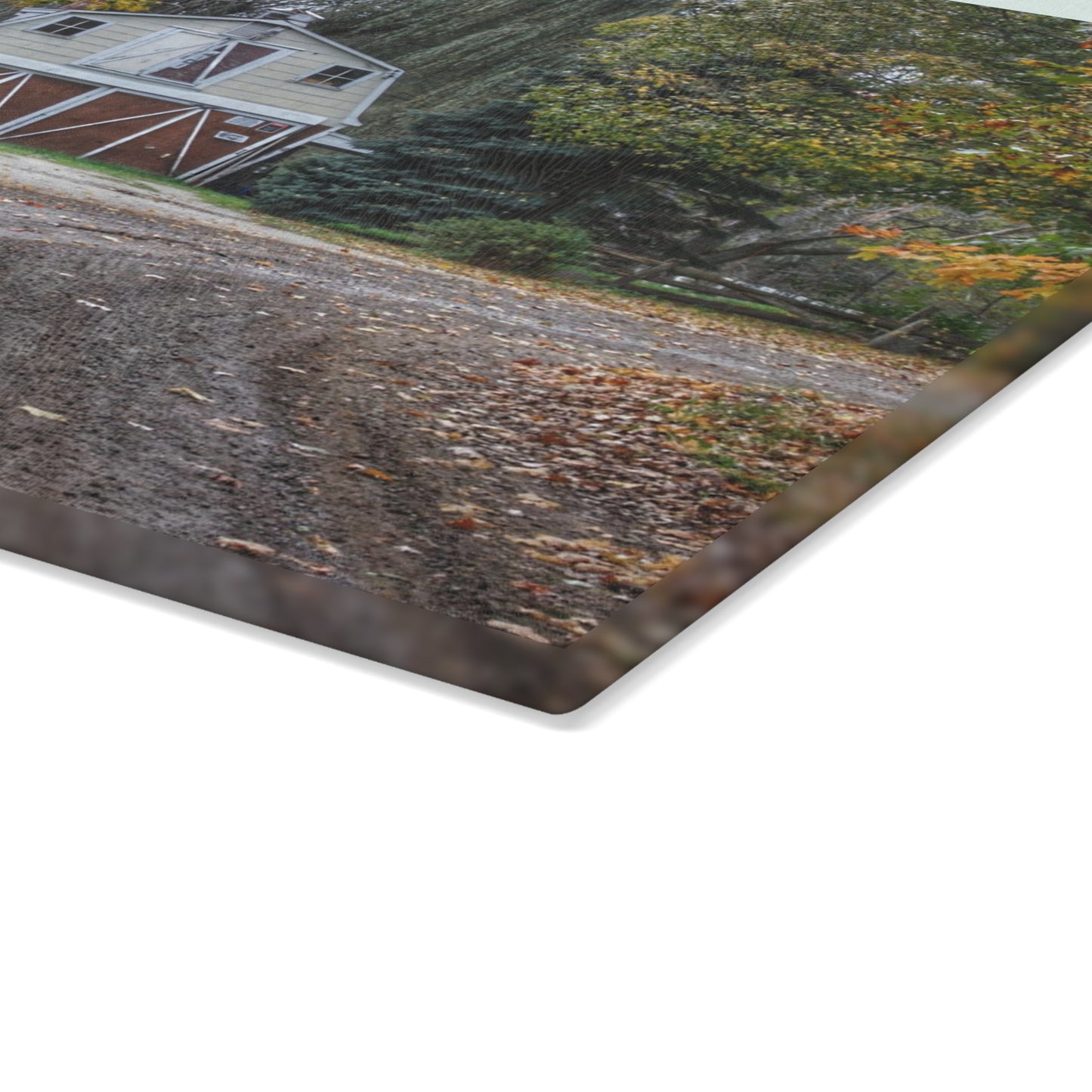 U R There Photography Barn at the Bend Rustic Farmhouse Tempered-Glass Cutting Board
