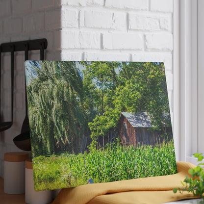 U R There Photography Roadside Ruin Rustic Farmhouse Tempered-Glass Cutting Board