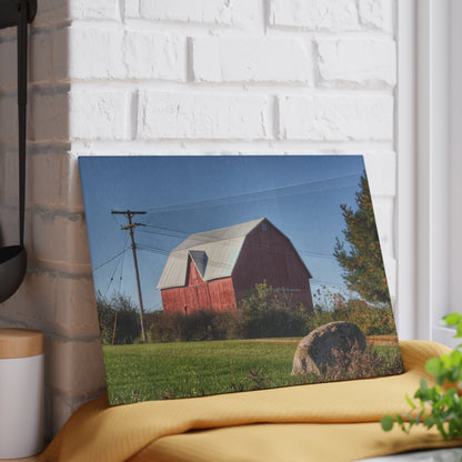 U R There Photography Hemingway Lake Road Red Rustic Farmhouse Tempered-Glass Cutting Board