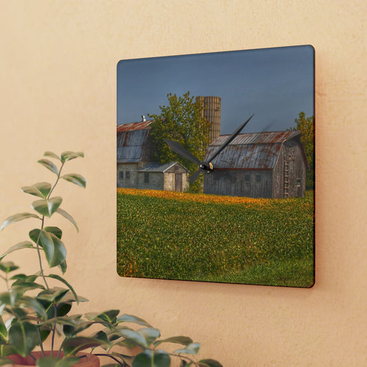 U R There Photography Swaffer Road Duo Rustic Farmhouse Acrylic Analog Wall Clock