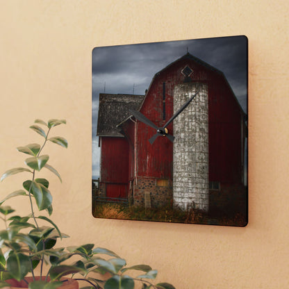 U R There Photography Hurd Corners Red III Rustic Farmhouse Acrylic Analog Wall Clock