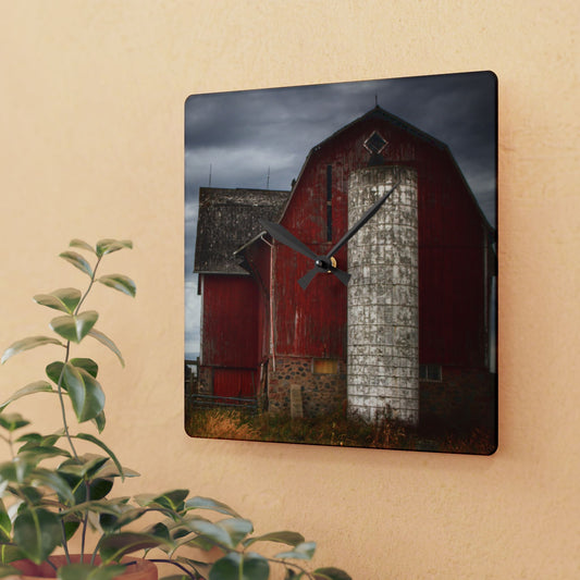 U R There Photography Hurd Corners Red III Rustic Farmhouse Acrylic Analog Wall Clock