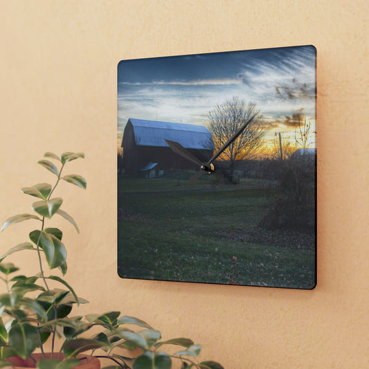 U R There Photography Ortonville Red Rustic Farmhouse Acrylic Analog Wall Clock